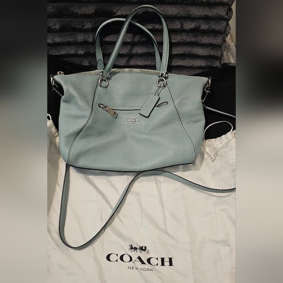Coach Handbags - Coach Robin's Egg Blue Leather Crossbody Or Hand Bag